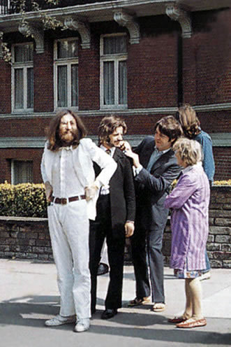The Beatles about to cross Abbey Road….yeah… 